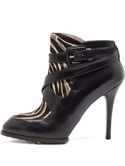 Pre-owned Tod's Vintage  110mm Zebra-print Buckled Boots
