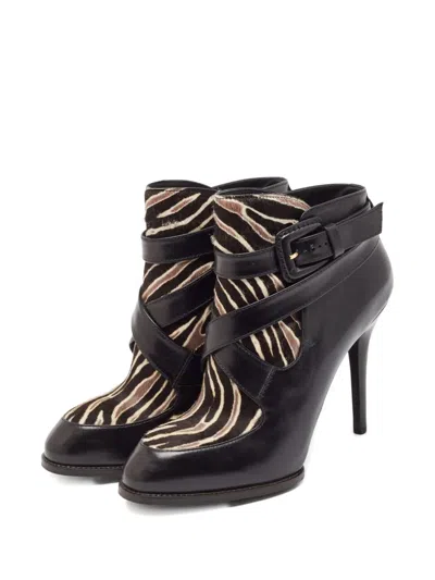 Pre-owned Tod's Vintage  110mm Zebra-print Buckled Boots