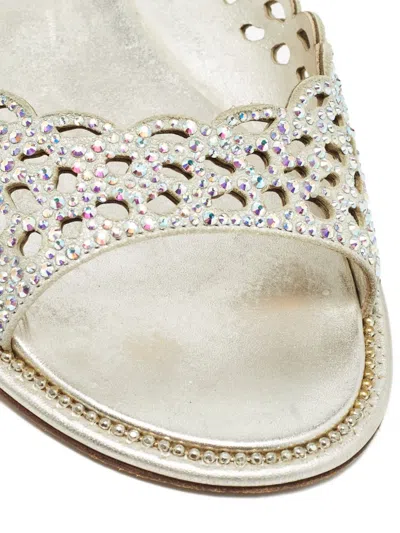 Pre-owned Le Silla Crystal-embellished Sandals In Silver