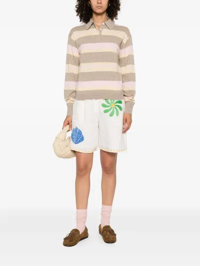 Guest In Residence Collegiate Stripe Polo Taupe Combo In Multi