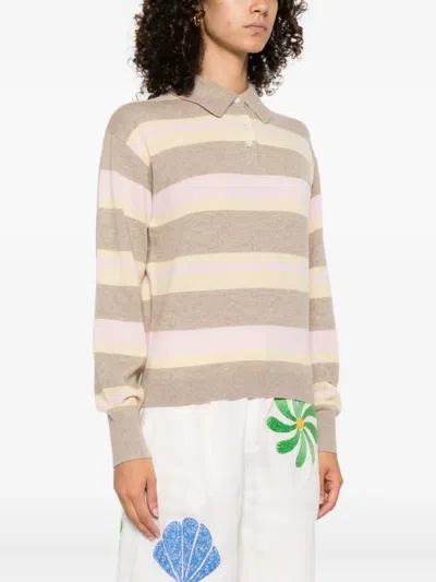 Guest In Residence Collegiate Stripe Polo Taupe Combo In Multi