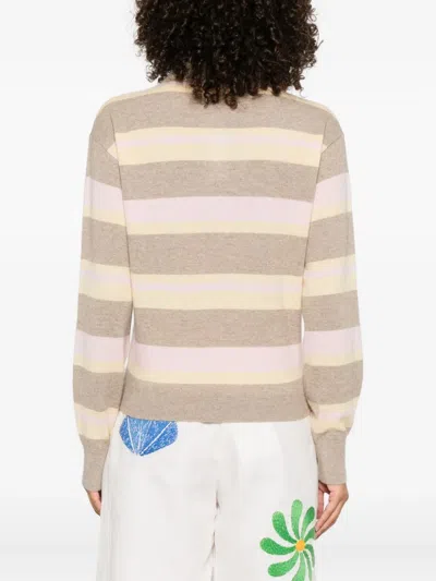 Guest In Residence Collegiate Stripe Polo Taupe Combo In Multi