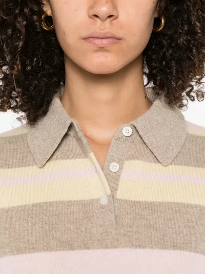 Guest In Residence Collegiate Stripe Polo Taupe Combo In Multi