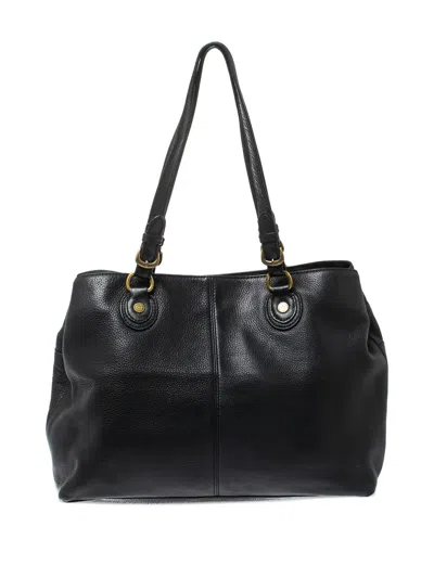 Pre-owned Dkny Vintage  Leather Dual-handle Tote Bag In Black
