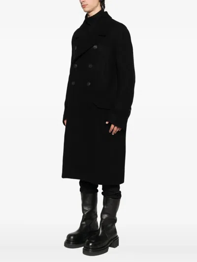 Rick Owens Officer Coat Structured Wide Lapels In Black