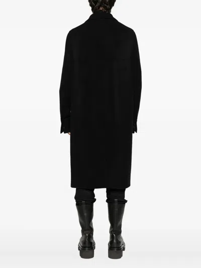 Rick Owens Officer Coat Structured Wide Lapels In Black