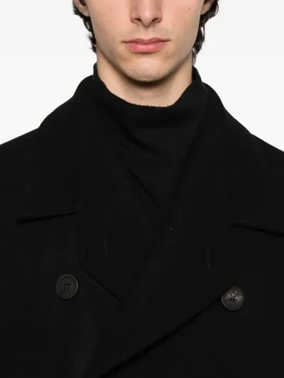 Rick Owens Officer Coat Structured Wide Lapels In Black