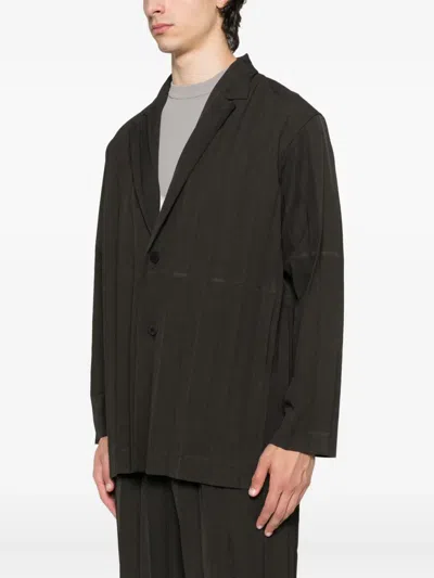 Issey Miyake Pleated Single-breasted Blazer In Multi