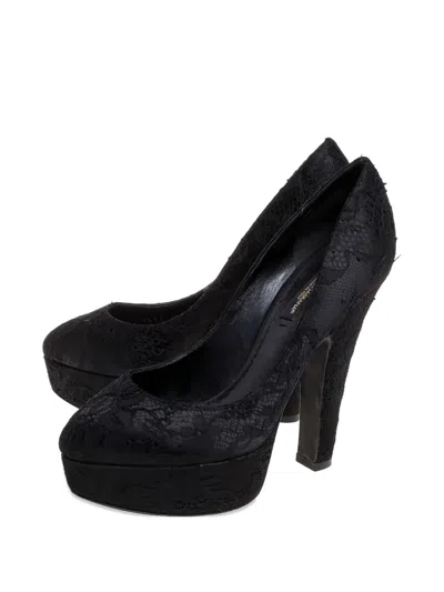 Pre-owned Dolce & Gabbana 125mm Lace Platform Pumps