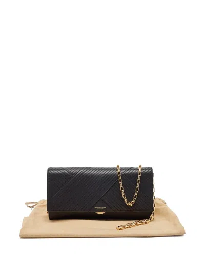 Pre-owned Michael Kors  Quilted Leather Clutch In Black