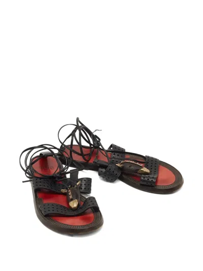 Pre-owned Valentino Garavani Lace-up Leather Sandals