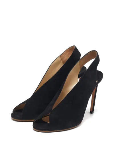 Pre-owned Jimmy Choo 130mm Suede Slingback Pumps In Black