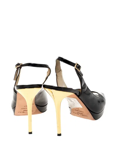 Pre-owned Jimmy Choo 100mm Patent-leather Slingback Pumps In Black