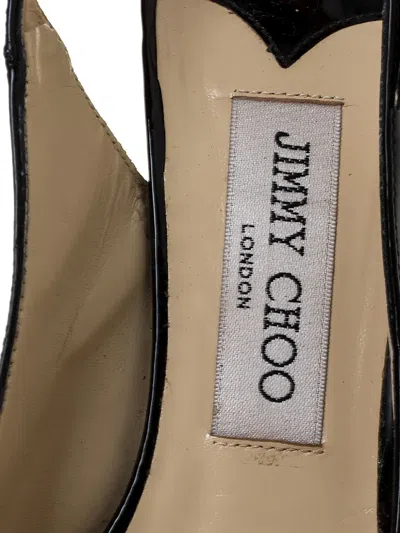 Pre-owned Jimmy Choo 100mm Patent-leather Slingback Pumps In Black