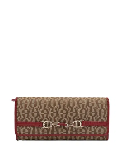 Pre-owned Aigner Vintage Monogram Wallet In Neutral