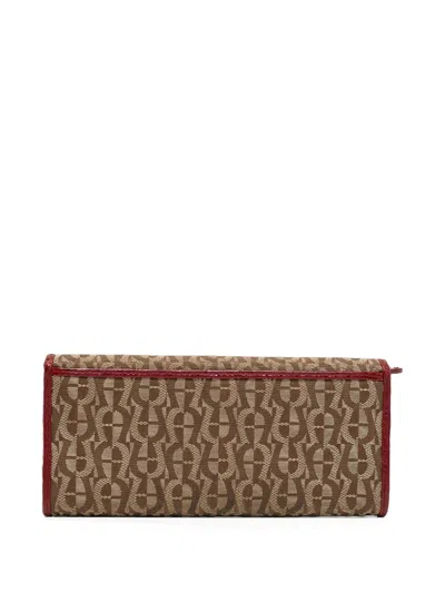 Pre-owned Aigner Vintage Monogram Wallet In Neutral
