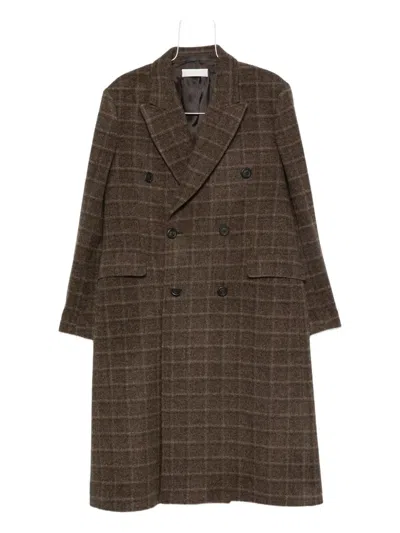 Our Legacy Checked Double-breasted Coat In Brown