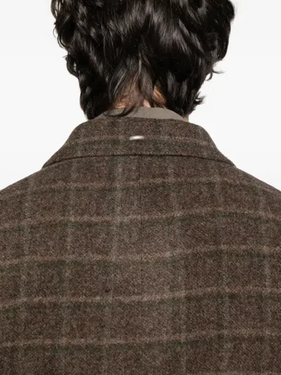 Our Legacy Checked Double-breasted Coat In Brown