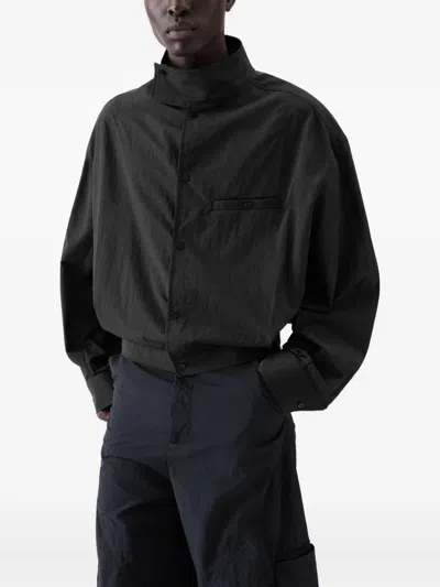 Jacquemus Cropped Button-up Jacket In Black