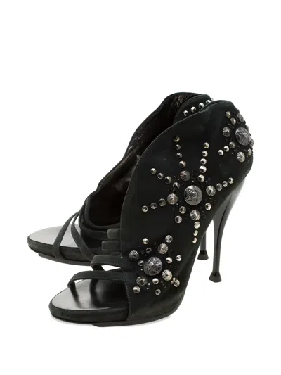 Pre-owned Giuseppe Zanotti Vintage 120mm Suede Stud-embellished Sandals In Gray