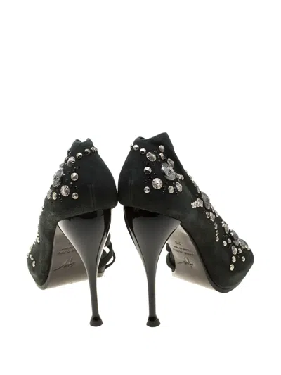 Pre-owned Giuseppe Zanotti Vintage 120mm Suede Stud-embellished Sandals In Gray