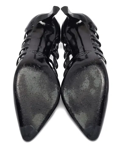 Pre-owned Tod's Vintage  90mm Patent-leather Cut-out Pumps In Black