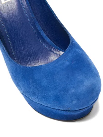 Pre-owned Saint Laurent 140mm Suede Platform Pumps