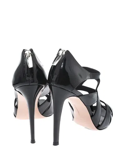 Pre-owned Gianvito Rossi 105mm Patent-leather Cage Sandals In Black