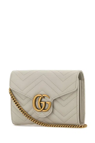 Gucci Borsa A Tracolla Gg Marmont Mini In Pelle Grigia  Donna
