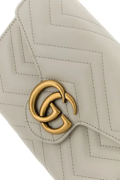 Gucci Borsa A Tracolla Gg Marmont Mini In Pelle Grigia  Donna