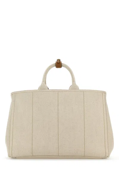 Prada Borsa Shopping  Jardinière Extra Large In Tela Sabbia Uomo