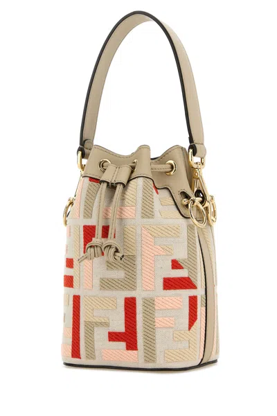 Fendi Borsa A Secchiello Mon Tresor In Tela Ricamata Donna