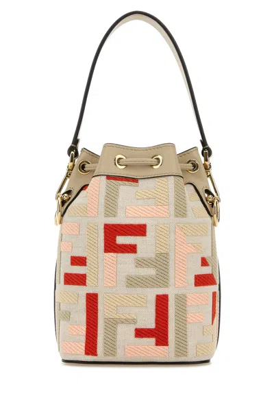 Fendi Borsa A Secchiello Mon Tresor In Tela Ricamata Donna
