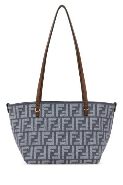 Fendi Borsa Shopping Reversibile Roll Piccola In Denim Ricamato Donna