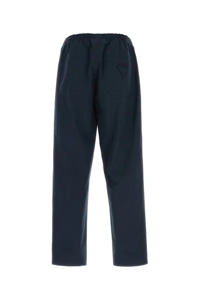 Prada Pantalone In Cotone Blu Navy Uomo In Blue