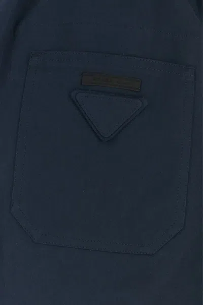 Prada Pantalone In Cotone Blu Navy Uomo In Blue
