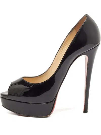Pre-owned Christian Louboutin Patent Leather Peep-toe Pumps In Black