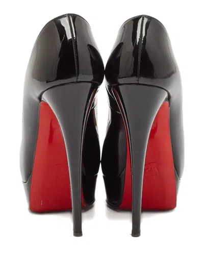 Pre-owned Christian Louboutin Patent Leather Peep-toe Pumps In Black