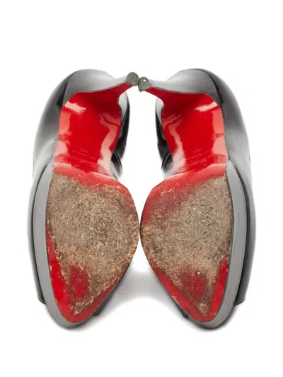 Pre-owned Christian Louboutin Patent Leather Peep-toe Pumps In Black