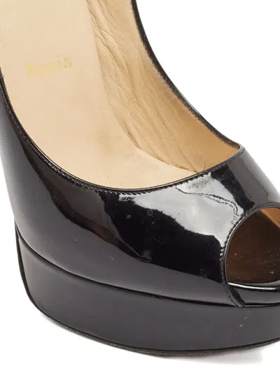 Pre-owned Christian Louboutin Patent Leather Peep-toe Pumps In Black
