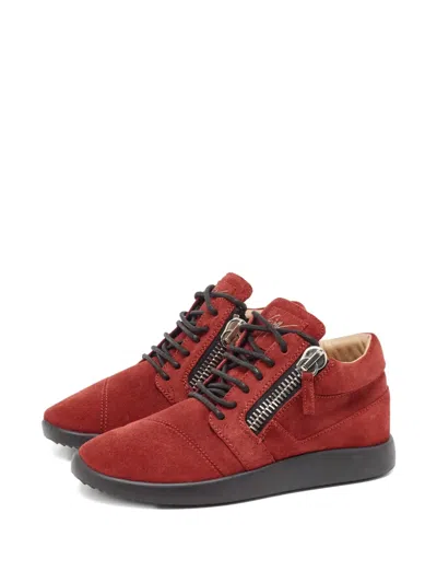 Pre-owned Giuseppe Zanotti Vintage  Suede Zip-up Sneakers In Red