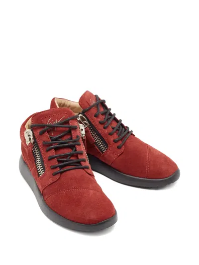 Pre-owned Giuseppe Zanotti Vintage  Suede Zip-up Sneakers In Red