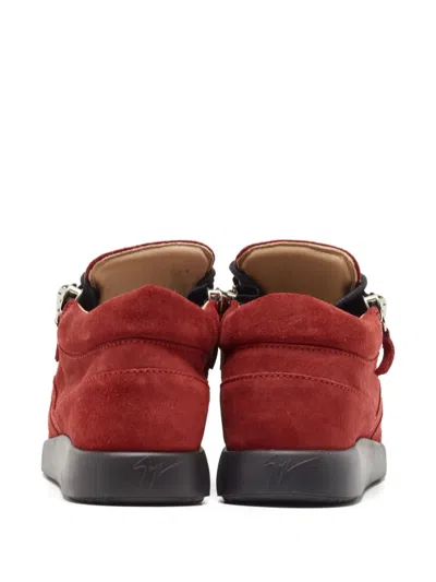Pre-owned Giuseppe Zanotti Vintage  Suede Zip-up Sneakers In Red