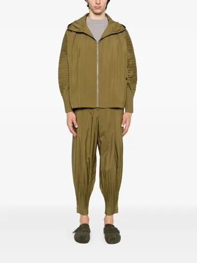 Issey Miyake Ns Khaki Cascade Pleated Shell Jacket In Brown