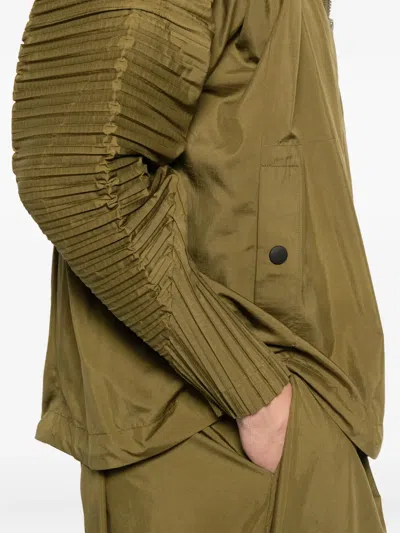 Issey Miyake Ns Khaki Cascade Pleated Shell Jacket In Brown