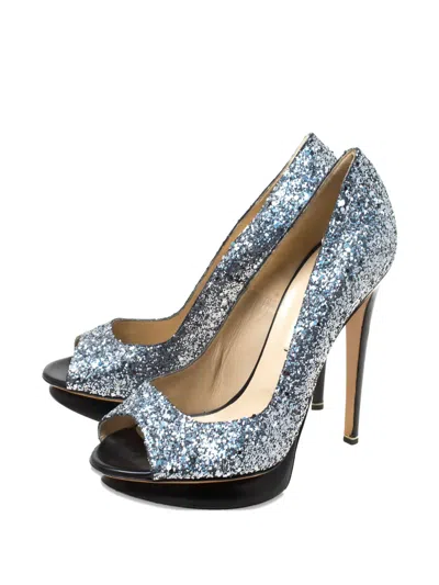 Pre-owned Nicholas Kirkwood  130mm Glittered Peep-toe Pumps