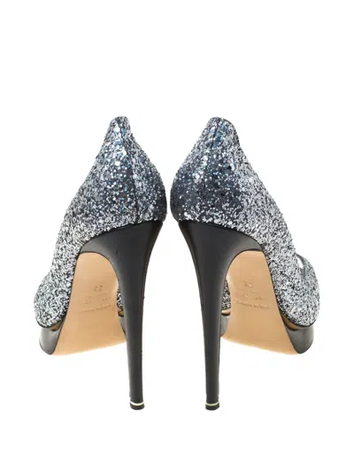 Pre-owned Nicholas Kirkwood  130mm Glittered Peep-toe Pumps