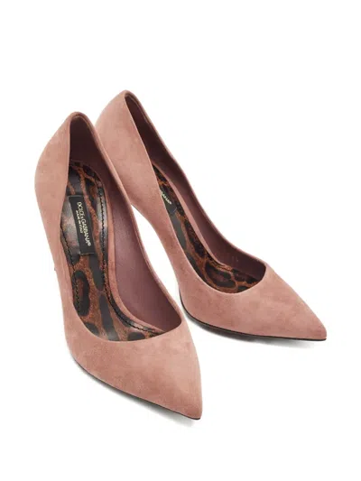 Pre-owned Dolce & Gabbana 90mm Suede Leopard-lining Pumps In Pink
