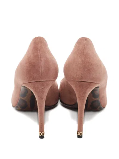 Pre-owned Dolce & Gabbana 90mm Suede Leopard-lining Pumps In Pink