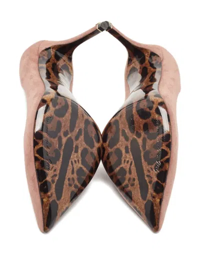 Pre-owned Dolce & Gabbana 90mm Suede Leopard-lining Pumps In Pink